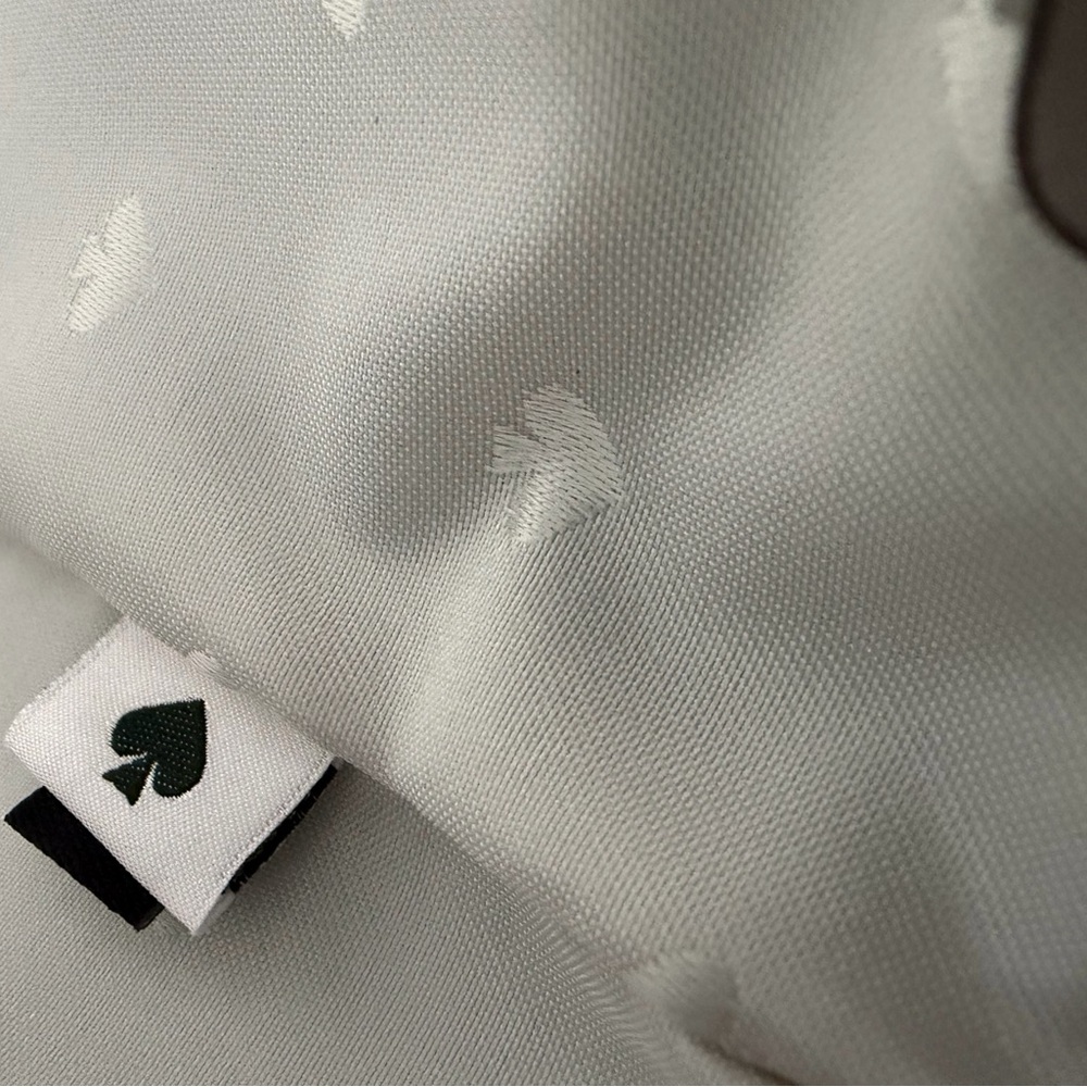 Kate Spade New York Large Leather Tote Bag Gray Pebbled Shoulder Purse 2/Flower - Picture 11 of 12